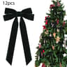 12 Pcs Pink Velvet Christmas Tree Bows  Large Rustic Ribbon Ornaments For Tree Wreaths And Garland  11