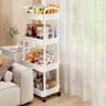White Rolling Storage Cart 34 Tier  Plastic Mobile Organizer Trolley With Wheels  Hooks For Bathroo 7