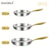 KEMORELA 3 Pcs 316 Stainless Steel Nonstick Frying Pan Set Gold Handle 5 Ply Wok Pans 2mm Thick Ind 9