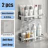 No Drill Bathroom Shower Shelf Wall Mounted Aluminum Shampoo Bottle Holder Corner Storage Rack For  15