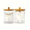 Round Clear Acrylic Makeup Organizer  Cotton Pad  Swab Storage Holder With Lid 9