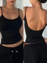 Phumee Backless Cami Crop Top  Solid Y2K Sleeveless Summer Streetwear 8