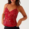 Y2K Sequin Pearl Halter Crop Top  Glitter Rhinestone VNeck Summer Camisole 9