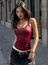 Womens Y2K Square Collar Solid Tank Top  Korean Fashion Sleeveless Summer Tee 7
