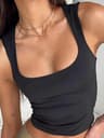 Womens Sleeveless Collar Crop Tank Top  Y2K High Stretch Summer Essential 5