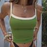 Green Patchwork Knitted Crop Cami  Backless Y2K Vintage Tank Top 6