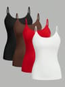 4 Pcs Womens Solid Color Camisole Set  Basic Stretch Summer Tank Tops 6