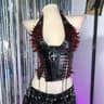 Gothic PU Leather Spike Tank Top  Rivet Y2K Cyber Punk Crop 16