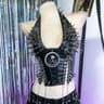 Gothic PU Leather Spike Tank Top  Rivet Y2K Cyber Punk Crop 20