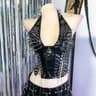 Gothic PU Leather Spike Tank Top  Rivet Y2K Cyber Punk Crop 22