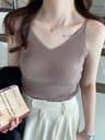 Korean VNeck Knitted Suspender Crop Camisole  High Stretch Summer Basic Tank For Women 8