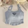 Y2K Shoulder Belt Iron Ring Crop Tank Top With BuiltIn Bra Pad  Embroidered Letter Slim Fit Cami 7