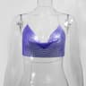 Metallic Halter Corset Crop Top  Sexy Glitter Backless Party Tank For Women 9