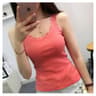 Womens Black Lace Trim Sleeveless Tank Top  Loose Cotton Blend Camisole Vest 13