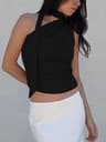 Dozw Vintage Y2K OffShoulder Halter Crop Top  Sexy Backless Summer Club Tank For Women 6
