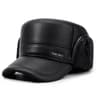 Mens Leather Flat Top Baseball Cap  Warm FleeceLined Winter Ear Protection Hat 5