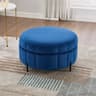 Wavesloop Velvet Pumpkin Round Storage Ottoman  Channel Tufted Upholstered Stool With Reversible Li 6
