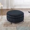 Wavesloop Velvet Pumpkin Round Storage Ottoman  Channel Tufted Upholstered Stool With Reversible Li 9