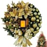 Christmas Wreath With Lantern  Large Bow  Festive Front Door Garland Holiday Wall Decoration 6