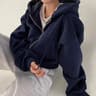 Linglsix Y2K Cropped ZipUp Hoodie  Womens Harajuku Streetwear Hooded Sweatshirt Jacket 12