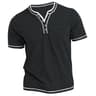 Mens Cotton VNeck Henley TShirt  Casual Slim Fit Short Sleeve Tee 8