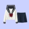 Womens Japanese JK Sailor School Uniform Set  Classic Long Sleeve Anime Cosplay Outfit With Red Tie 7
