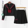 Womens Black Japanese JK Sailor School Uniform Set  Classic Anime Cosplay Student Outfit With Pleat 11