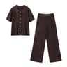 Womens Vintage Knit Cardigan  Straight Pants Set  Brown Loose Fit 2Piece Fashion Suit 6