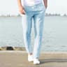 Mens Cotton Linen Breathable StraightLeg Pants  Casual Elastic Waist AnkleLength Streetwear Trouser 11