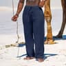 Mens Cotton Linen Sport Jogger Pants  Breathable Summer Gym  Casual Training Sweatpants 7
