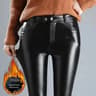 Womens FleeceLined High Waist PU Leather Leggings  Warm Slim Fit Winter Faux Leather Pants 7