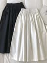 Womens High Waist Pleated ALine KneeLength Skirt With Pockets  Elegant Casual White Skirt 7