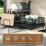 DoubleTier Extendable Dish Drainer Rack With Large Capacity Drying Board For Kitchen Countertop 6