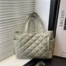 Womens Large Capacity Nylon Shoulder Bag Diamond Pattern Multi Pocket Tote Handbag With Zipper 6