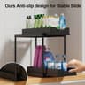 DoubleLayer PullOut Under Sink Organizer  Sliding Storage Rack With Hooks For Kitchen  Bathroom 6