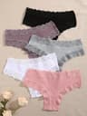5pcs LaceBloom Cotton Panties Set  Soft Floral Lace Patchwork Womens Briefs 10