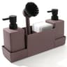 CleanFlow Kitchen Soap Dispenser With Sponge Holder  Sink Caddy Organizer Set Matte Black 6