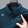 Mens Solid Polo Shirt  Short Sleeve Business Casual Polo With Badge Breathable Summer Shirt 6