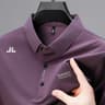 Mens Solid Polo Shirt  Short Sleeve Business Casual Polo With Badge Breathable Summer Shirt 9