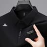 Mens Solid Polo Shirt  Short Sleeve Business Casual Polo With Badge Breathable Summer Shirt 10