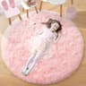 Fluffy Black Round Shaggy Rug  Soft Plush Bedroom  Living Room Area Carpet 8