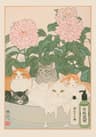 Japanese Tabby Cat Bathtub Canvas Wall Art  Japandi Retro Aesthetic Bathroom Poster 6