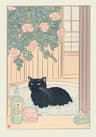 Japanese Tabby Cat Bathtub Canvas Wall Art  Japandi Retro Aesthetic Bathroom Poster 16