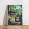 Retro Japanese Tokyo Rainy Night Canvas Wall Art  Railway Street Landscape Poster For Modern Home D 13