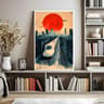 Retro Japanese Tokyo Rainy Night Canvas Wall Art  Railway Street Landscape Poster For Modern Home D 22