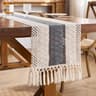 Boho Macrame Table Runner With Tassels  Cream  Brown Farmhouse Dining Decor 6