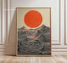 Japanese Zen Forest  Koi Canvas Wall Art  Retro Sun Wave Abstract Poster For Peaceful Home Decor 25