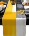 Abstract Geometric Linen Table Runner  Modern Grey White Farmhouse Table Decor For Kitchen  Dining  6