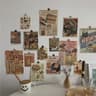 Nordic Retro Photo Card Wall Stickers Set  Japanese Mori Style DIY Art Postcards For Bedroom Decor 15