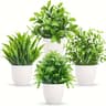 FreshBloom Mini Artificial Bonsai Plant Set  4 Pack Realistic Greenery For Home Office  Farmhouse D 7